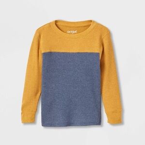 EUC Cat & Jack Kids' Yellow and Blue Long Sleeve Waffle Knit